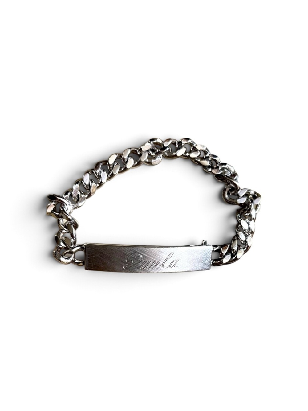 ‘PAULA’ Band Chain Link Bracelet Engraved